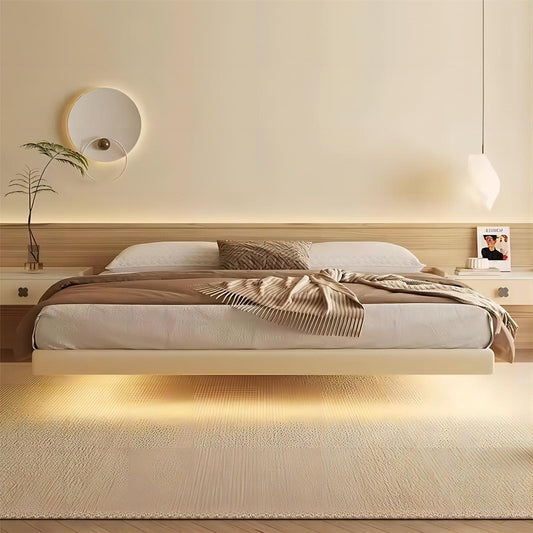 Minimalist Non-Bedside Bed Bedroom Furniture Simple Smart Light Leather Bed