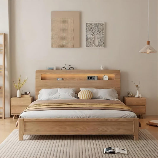 Solid Wood Bed Double Large Marriage Bed Modern Simple Bedroom