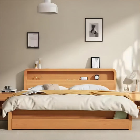 Platform Fabric Storage Wooden Queen Size Bed Frame Modern with Storage