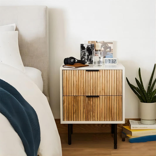 Small Wooden Bedside Table with Modern and Space-Saving Design